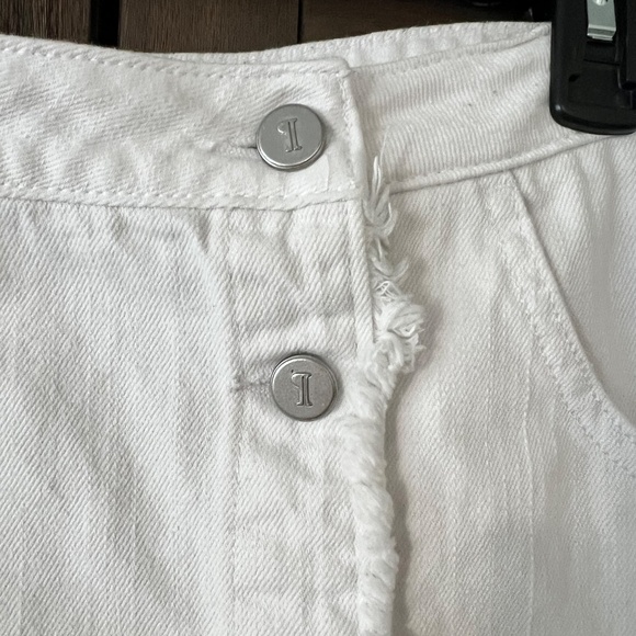 Pilcro Anthropologie Just-For-Us White Denim Button Front Fringe Skirt Size 8 - Picture 8 of 9